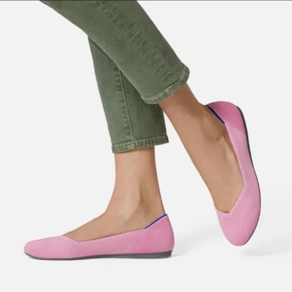 Rothy's The Flat Begonia Pink Knit Fabric Slip On Ballet Flats Bubble Gum Sz 9 - Picture 1 of 16